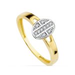18K SORTIJA ORO BICOLOR MOTIVO OVAL CON CIRCONITAS, ANCHO: 7,5 MM