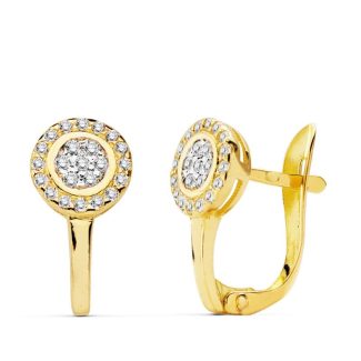 18K PENDIENTES BICOLOR CIRCONITA 12X7 MM CIERRE CATALAN