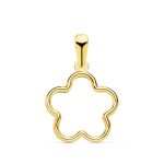 18K COLGANTE ORO AMARILLO FLOR CERCO LISO 12X12 MM