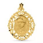 18K MEDALLA ORO AMARILLO VIRGEN DE LA MACARENA CERCO 52X42 MM