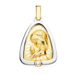 18K MEDALLA ORO AMARILLO VIRGEN NIÑA ORO Y PLATA CIRCONITA 21X17 MM