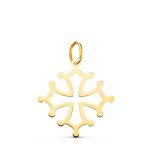 18K CRUZ DE OCCITANIA ORO AMARILLO EN BRILLO, 21 X 20 MM
