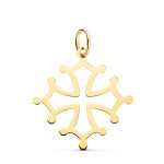 18K CRUZ DE OCCITANIA ORO AMARILLO EN BRILLO, 26 X 24 MM