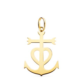 18K CRUZ DE LA CAMARGA ORO AMARILLO EN BRILLO, 27 X 19 MM