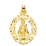 18K MEDALLA ORO AMARILLO VIRGEN DE COVADONGA TALLADA 39X30 MM