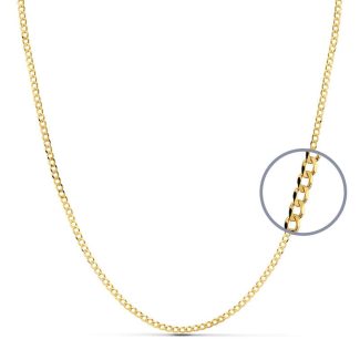 18K CADENA ORO AMARILLO BARBADA MACIZA 50CM ANCHO 2 MM