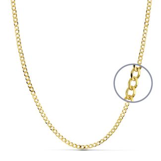 18K CADENA ORO AMARILLO BARBADA 60CM MACIZA, 3MM