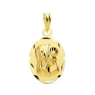 9K MEDALLA ORO AMARILLO VIRGEN NIÑA OVAL 21X15