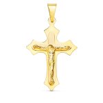 18K CRUZ ORO AMARILLO CON CRISTO EN BRILLO 32X22 MM
