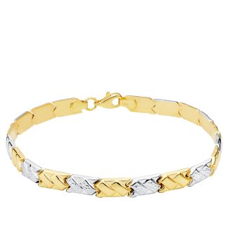 18K PULSERA BICOLOR ESTAMPACION 19CM