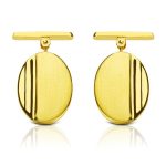 18K GEMELOS ORO AMARILLO OVAL MATE y BRILLO 18X13 MM CIERRE RIGIDO OSCILANTE