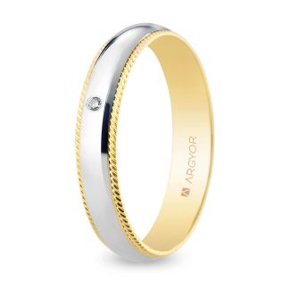 Alianza de boda bicolor con diamante Argyor