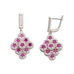 Pendiente plata de ley piedra roja