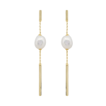 Pendientes largos perla plata del ley 925mm