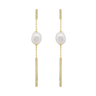 Pendientes largos perla plata del ley 925mm