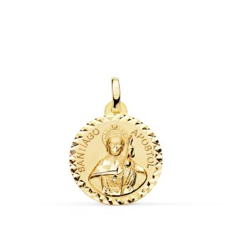 18K MEDALLA ORO AMARILLO SANTIAGO APOSTOL TALLA CRUZADA 18 MM