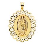 18K MEDALLA ORO AMARILLO VIRGEN DE GUADALUPE CERCO 42X34 MM