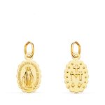 18K MEDALLA ORO AMARILLO VIRGEN DE LA MILAGROSA OVAL MATIZADA 12X9 MM