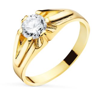 18K SOLITARIO ORO AMARILLO CABALLERO ANCHO 8 MM CIRCCONITA 5,50 MM FORRADO