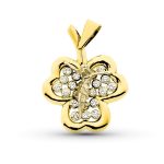 18K COLGANTE ORO AMARILLO TREBOL CRISTO, 27X20 MM