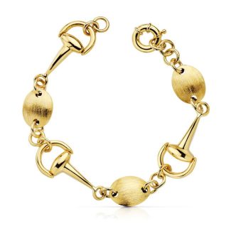 18K PULSERA ORO AMARILLO ESTRIBOS 14 MM PESO 14,75 GR LONGITUD 19,5 CM