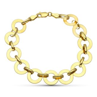 18K PULSERA ORO AMARILLO CIRCULOS, 20CM