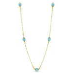 18K GARGANTILLA ORO AMARILLO BOLAS TURQUESA 50CM