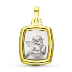 18K MEDALLA ORO AMARILLO ORO BICOLOR ANGEL BURLON, 23X16 MM