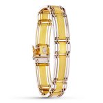 18K PULSERA ORO BICOLOR MATE Y BRILLO HOMBRE LONGITUD 19CM ANCHO 8 MM