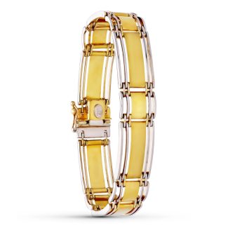 18K PULSERA ORO BICOLOR MATE Y BRILLO HOMBRE LONGITUD 19CM ANCHO 8 MM
