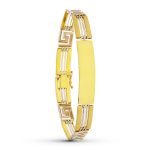 18K PULSERA ESCLAVA ORO BICOLOR CABALLERO 19CM ANCHO 10 MM