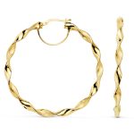 18K AROS ORO AMARILLO HUECOS RETORCIDOS MATE Y BRILLO 46 MM, GROSOR: 3 MM
