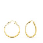 18K AROS ORO AMARILLO HUECOS REDONDOS TUBO CUADRADO 23 MM, GROSOR: 1,2 MM