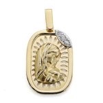 18K MEDALLA ORO AMARILLO DIAMANTES NATURALES TALLA BRILLANTE 0,054 QTS, 24X15 MM