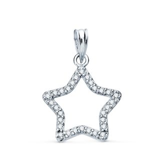 9K COLGANTE ORO BLANCO ESTRELLA CON CIRCONITAS, MEDIDA: 16X15 MM