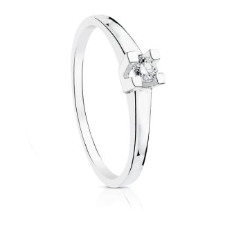 18K SOLITARIO ORO BLANCO DIAMANTE TALLA BRILLANTE 0,100 QTS, SI-H