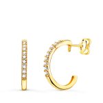 18K AROS ORO AMARILLO ABIERTOS CIRCONITA 14 MM ANCHO 1,5 MM CIERRE PRESION
