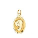 18K MEDALLA ORO AMARILLO OVAL VIRGEN NIÑA CON BORDE BISELADO, 19X12 MM