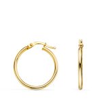 18K AROS ORO AMARILLO HUECOS REDONDOS TUBO REDONDO 24 MM, GROSOR 2 MM