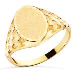 18K SELLO ORO AMARILLO CADETE MACIZO TALLADO CABEZA OVAL. ZONA GRABADO 13X9MM