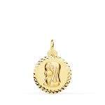 18K MEDALLA ORO AMARILLO VIRGEN NIÑA TALLA COLGANTE CRUZADA 16 MM