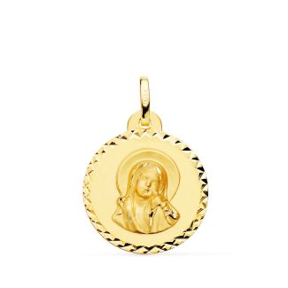 18K MEDALLA ORO AMARILLO VIRGEN MARIA Y ESPIRITU SANTO TALLA CRUZADA 20 MM