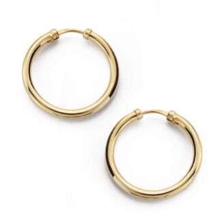 18K AROS ORO AMARILLO DE TUBO , 20X2 MM