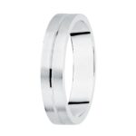 18K ALIANZA ORO BLANCO MATIZADA Y FILO CENTRAL BRILLO 5 MM