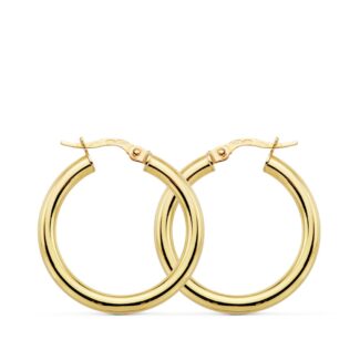 18K AROS ORO AMARILLO REDONDOS HUECOS 26X3 MM