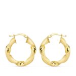 18K AROS ORO AMARILLO MATE Y BRILLO HUECOS 24 X 4 MM