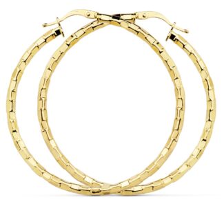 18K PENDIENTES AROS HUECOS CUADRADOS ORO AMARILLO 44 MM