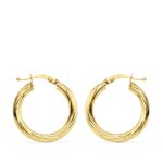 18K AROS ORO AMARILLO HUECOS BRILLO 21 MM