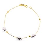 18K PULSERA ORO BICOLOR ELEFANTESY BOLAS LISAS 19CM