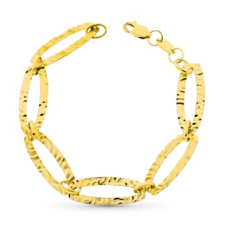 18K PULSERA ORO AMARILLO ESLABONES LABRADOS 20CM